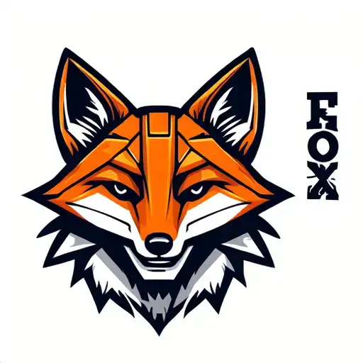 "Fox Box" "Fox Box" "Fox Box" Mechanical fox head logo. Low detail, simple design. tattoo design idea