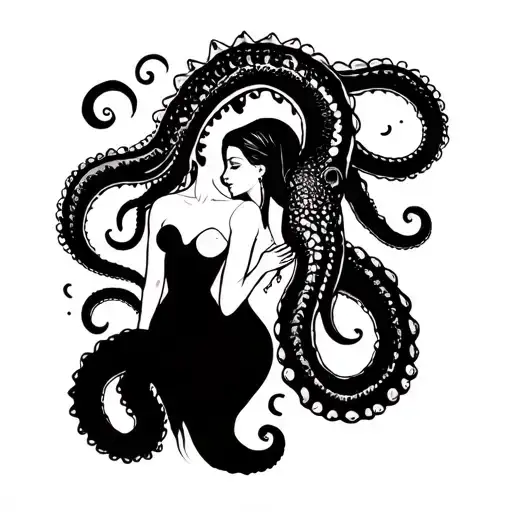 Tentacle monster has sex with beautiful woman tattoo design idea