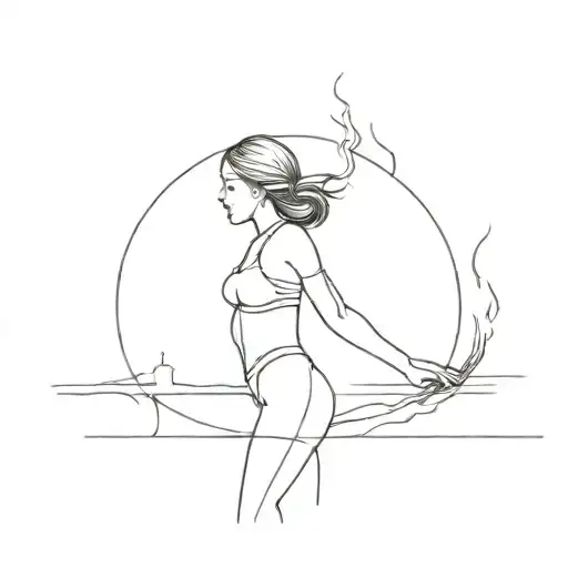 girl after burning bridge leading towards tattoo design idea