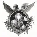 destiny family and light emanating tattoo design idea