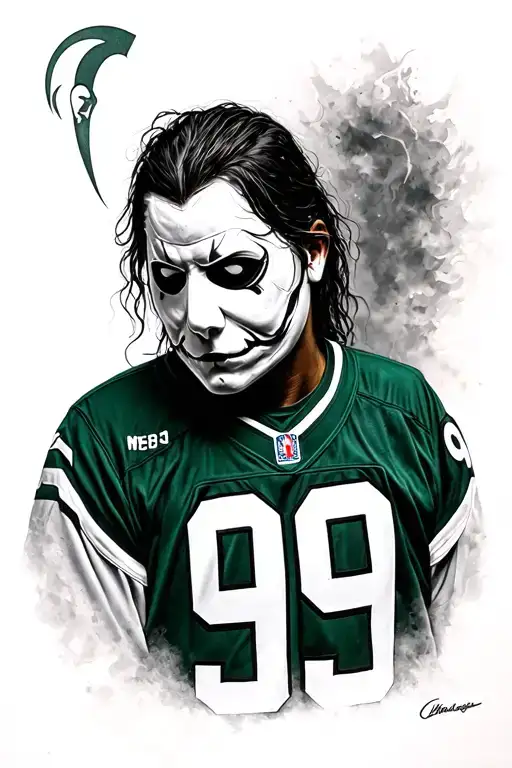Michael myers halloween with a michigan state jersey number 99 tattoo design idea