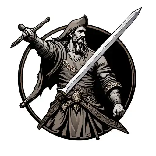 Irish warrior wielding a sword tattoo design idea