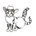 cat with cowboy hat and boots coding tattoo design idea