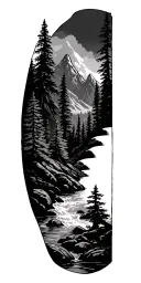 mountain stream through trees  tattoo design idea