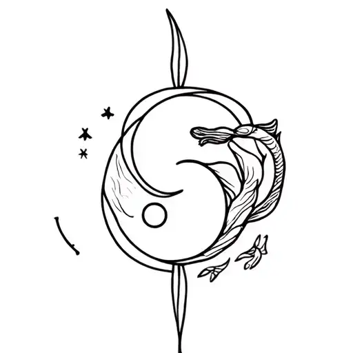 pisces zodiac and yin yang and orca whale tattoo design idea