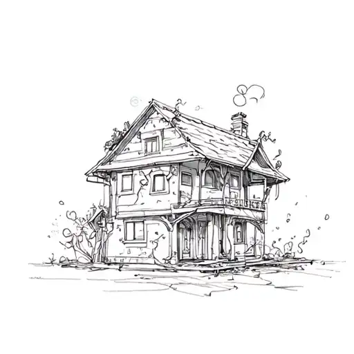 backwards S-D with a roof over it tattoo design idea