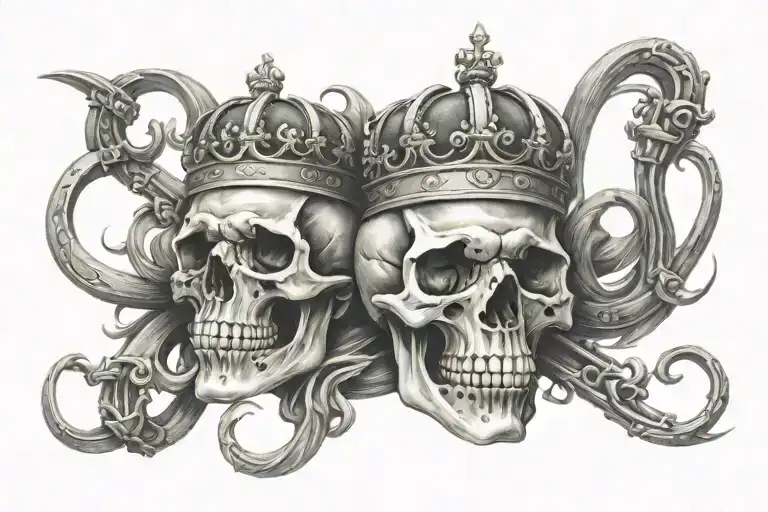 skull, crown, brass knuckles, infinity sign tattoo design idea