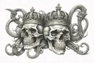 skull, crown, brass knuckles, infinity sign tattoo design idea