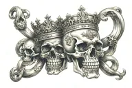skull, crown, brass knuckles, infinity sign tattoo design idea