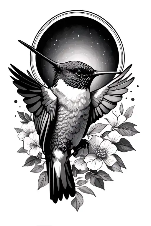 hummingbird with a halo  tattoo design idea