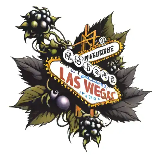 Las vegas sign with huckleberries tattoo design idea