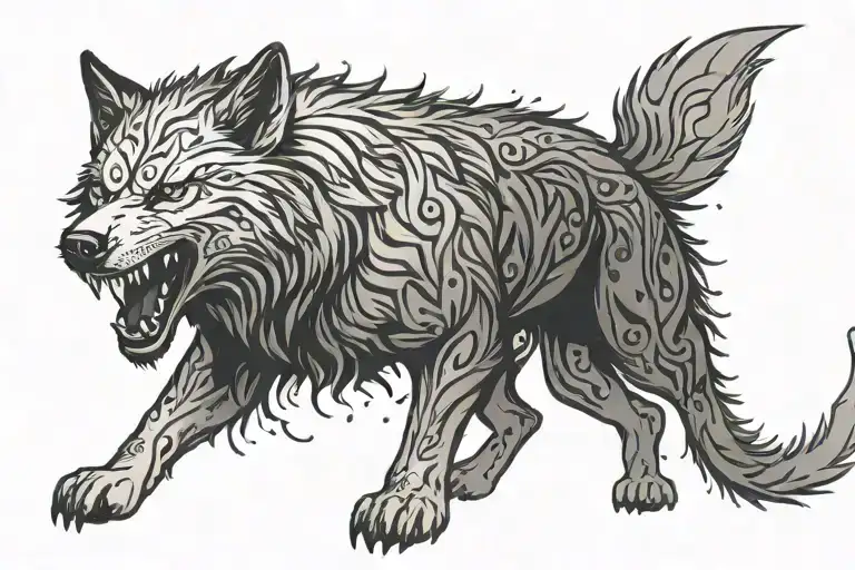 fenrir wolf tattoo design idea