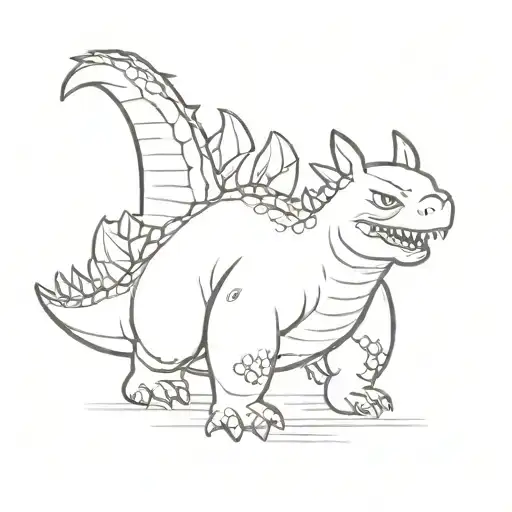 Cute Godzilla with Mothra tattoo design idea