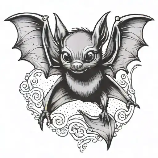 cute bat tattoo design idea