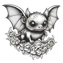 cute bat tattoo design idea