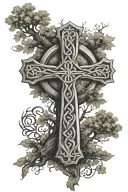 Celtic Cross with an oak tree intertwined tattoo design idea