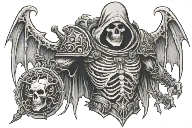 reaper warrior neo trad chest tattoo tattoo design idea