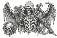 reaper warrior neo trad chest tattoo tattoo design idea
