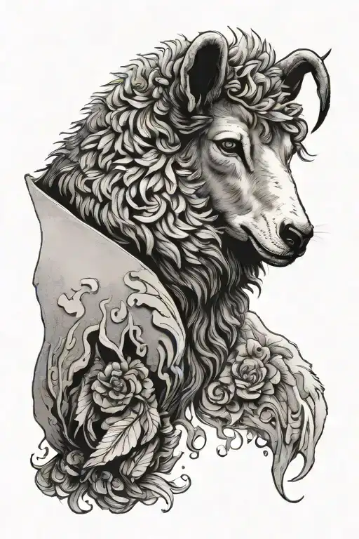 black sheep wearing wolf skin tattoo design idea