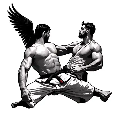 Latin, Roman, duality of man, British, Brazilian Jiu Jitsu tattoo design idea