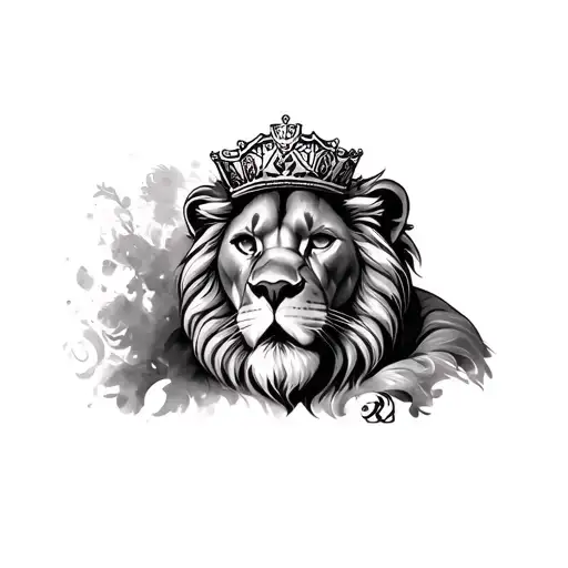 leon con corona tattoo design idea