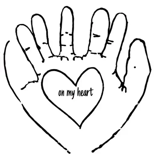 "Handprint on my heart" fine line tattoo tattoo design idea