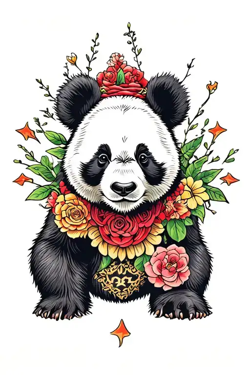 cool Panda bear for men tattoo design idea