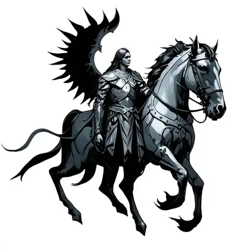 sagitarius family protector & shining armor holding tattoo design idea