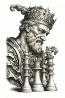 king david playing chess pieces tattoo design idea