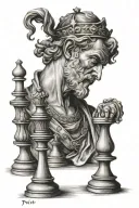 king david playing chess pieces tattoo design idea