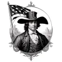 Create a tattoo design idea to the song Paul Revere by Noah Kahan. Without any inscriptions. No human figures.  tattoo design idea