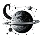 Capricorn Constellation with Saturn	•	Design: A fine-line Capricorn constellation, with the Capricorn ♑ sign tattoo design idea