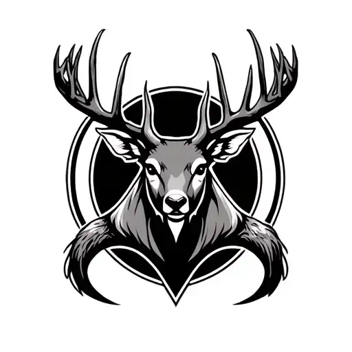 nara clan logo surrounded by deer antlers tattoo design idea