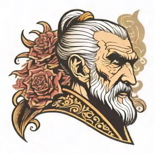 count dooku traditional style tattoo namakubi severed head tattoo design idea