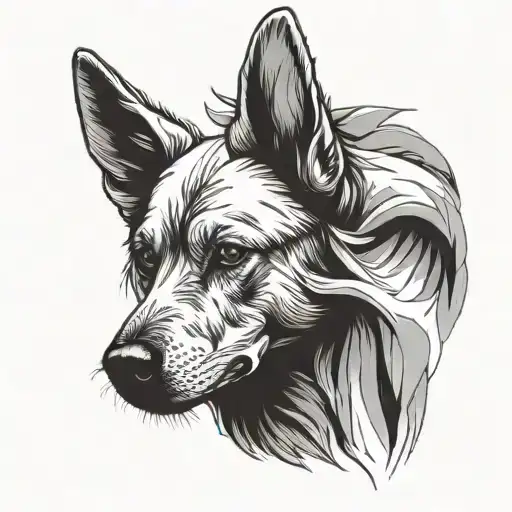 dog ears and a nose with no face and a small heart at the bottom tattoo design idea