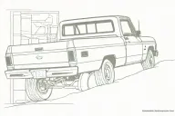 outline, chevy C10 1966 lowered, angled at a 65 degree tattoo design idea