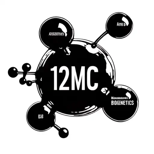 The THC molecule with the 122MC written inside and then with in the Molecule the words Biogenetics labs as if the words  tattoo design idea
