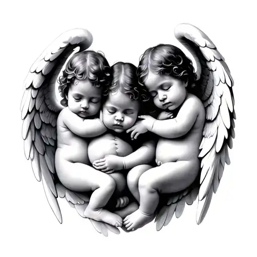 3 Baby Angels tattoo design idea