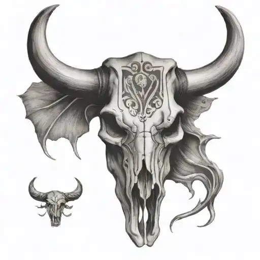 western bull skull tattoo design idea