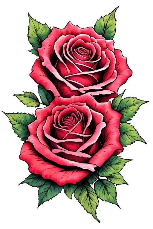 2 roses for 2 daughters tattoo design idea