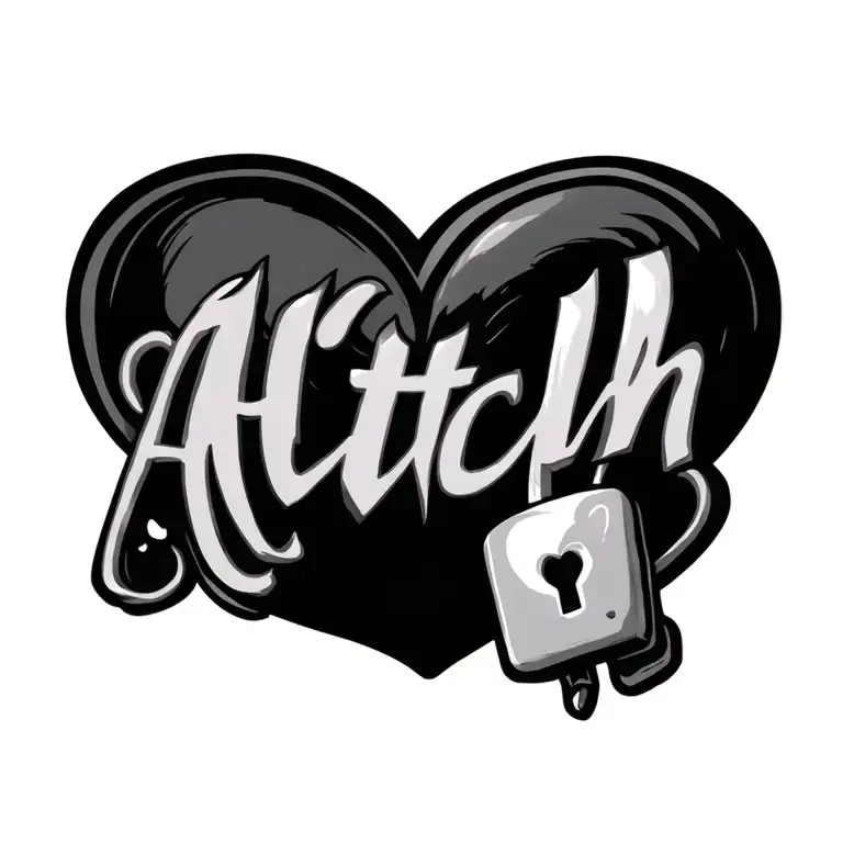 "Aitch" Heart Lock tattoo design idea