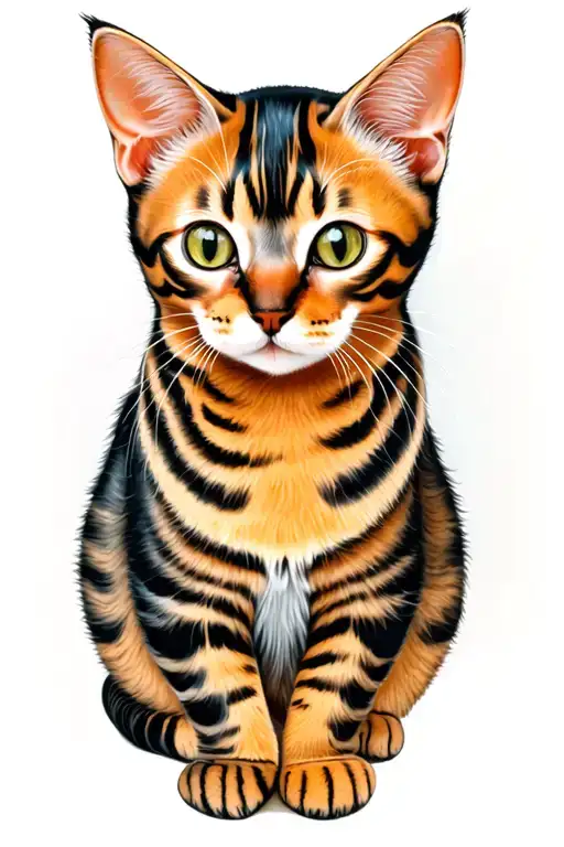 "Sabina" happy young bengal cat tattoo design idea