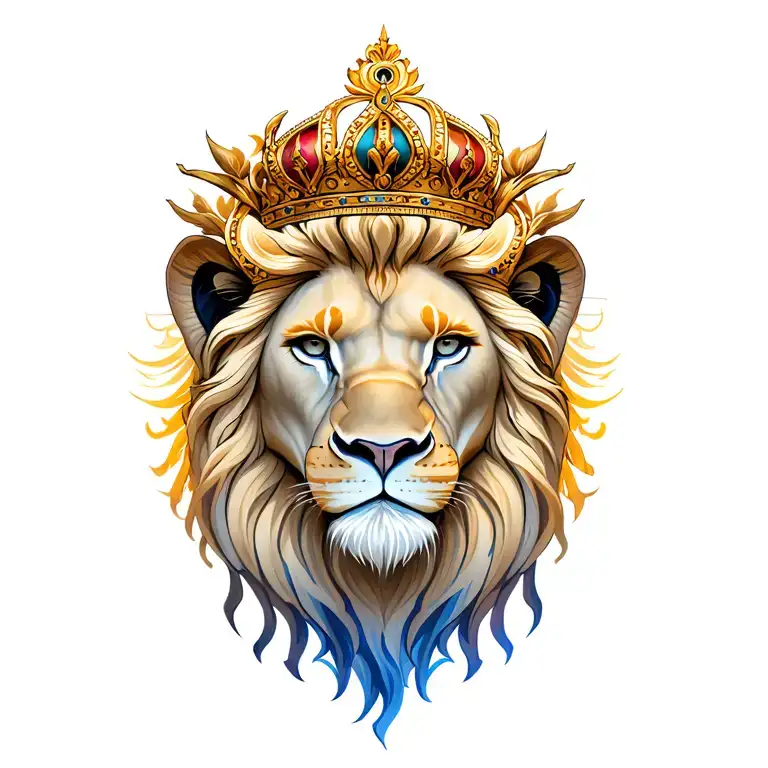 lion of judha with crown tattoo design idea