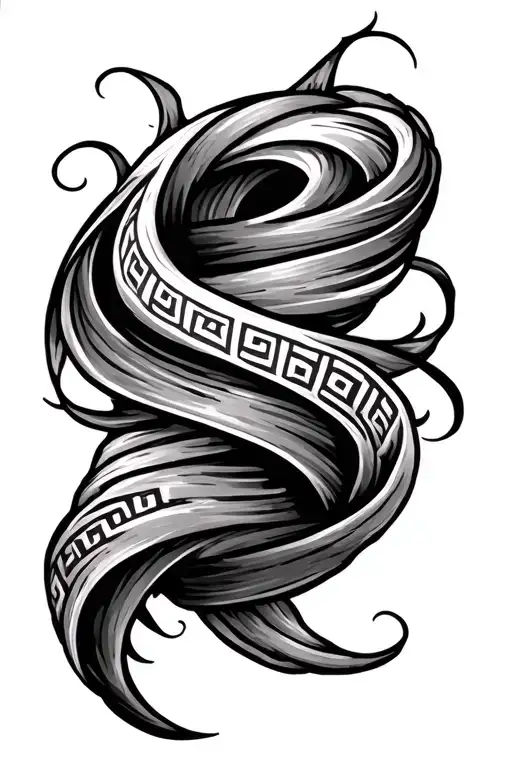 Greek meander wind around arm sleeve tattoo design idea