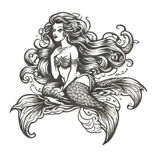 siren mermaid tattoo design idea