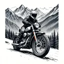 mountains motorcycle adventure tattoo design idea
