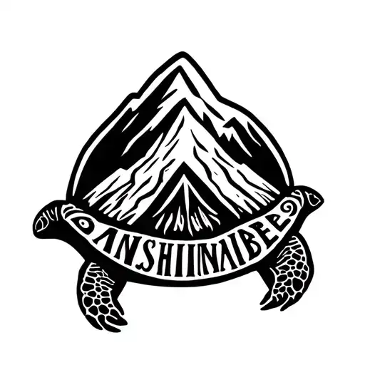  Ojibwe turtle with a mountain in the shell with the word Anishinaabe on the bottom make it a tribal tattoo tattoo design idea
