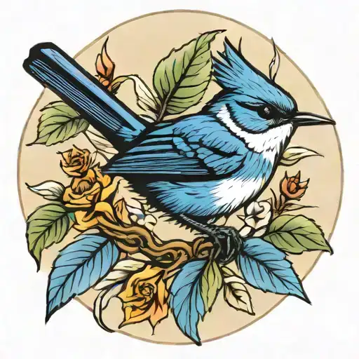 blue wren bird tattoo design idea