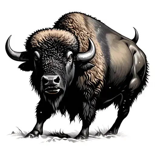 buffalo in a storm tattoo design idea