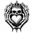 skeleton hands claddagh with normal heart and crown tattoo design idea